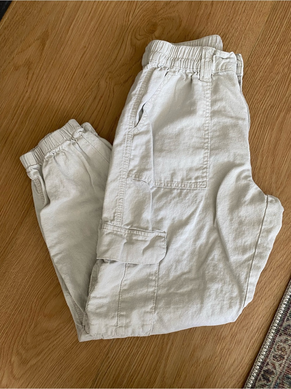 Harlow Linen-Blend Size Small Cream Cargo Pants